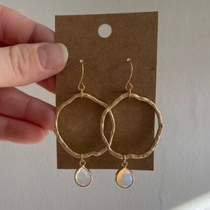 Gold Hoops with Faux Opal
